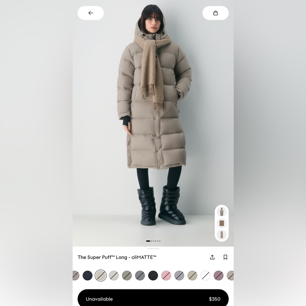 Aritzia Superpuff Long in Taupe